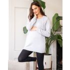 Grey Cotton Blend Maternity Jumper with Hidden Nursing 