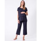 Navy Blue Cropped Maternity & Nursing Pyjamas 