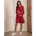 Red Floral Tiered Maternity & Nursing Dress