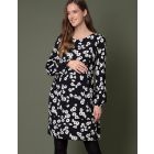 Black & White Floral Maternity & Nursing Dress