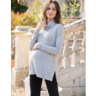 Grey Roll Neck Maternity & Nursing Top