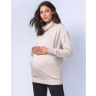 Cotton Blend Oatmeal Maternity & Nursing Sweatshirt