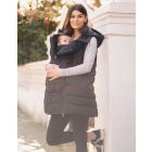 Black Longline Padded 3 In 1 Maternity to Babywearing Gilet with Hood