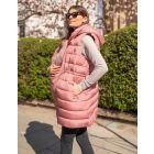 Pink Longline Padded 3 In 1 Maternity to Babywearing Gilet with Hood