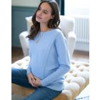 Light Blue Panelled Knit Maternity to breastfeeding Jumper