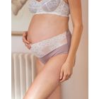 Contrast Lace Mid Bump Maternity Briefs – Mocha & Cream