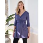 Blue Jersey Wrap Maternity & Nursing Tunic