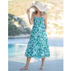 Blue & Green Tie Shoulder Floral Midi Maternity Dress