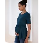 Emerald Green Maternity to breastfeeding Short Sleeve Fitted Top