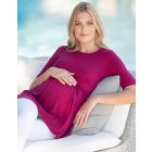 Raspberry Pink Maternity to Nursing Short Sleeve Fitted Top