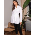 White Cotton Belted Maternity Tunic