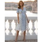 Blue & White Floral Maternity to breastfeeding Occasion Dress