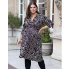 Curve Printed Knot Front Maternity Dress