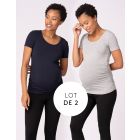 Basic Maternity T-Shirts – Navy & Grey Twin Pack