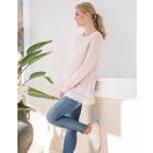 Pink Layered Maternity to Nursing Knit Jumper with Lace Undershirt