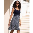 Abstract Navy & White Button Detail Maternity to breastfeeding Dress
