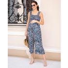 Wide Leg Cropped Maternity & Nursing Jumpsuit