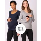 Maternity & Nursing Tops – Navy & Grey Twin Pack