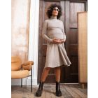 Oatmeal Ribbed Maternity & Nursing Dress