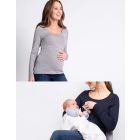 Maternity & Nursing Tops – Navy & Grey Twin Pack