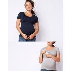 Maternity & Nursing T-shirts – Navy & Grey Twin Pack