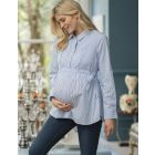 Blue & White Pinstripe Tie Side Maternity to breastfeeding Shirt