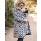 Houndstooth Wool Blend 3 In 1 Maternity & Babywearing Coat