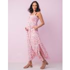 Pink Floral Maternity Maxi Dress 