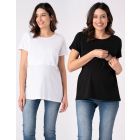 Two Pack Essential Maternity to breastfeeding T-shirts in White & Black