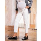 Cotton Cream Tapered Maternity Jeans
