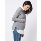 Mock Shirt Cotton Mix Maternity & Nursing Jumper
