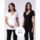 Mock Wrap Maternity & Nursing Tops - Black & White Twin Pack