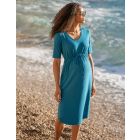 Turquoise Blue Drawstring Maternity to Nursing Dress