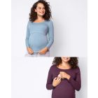 Ribbed Maternity & Nursing Tops – Twin Pack