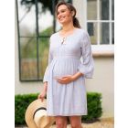 Blue Boho Maternity & Nursing Dress 