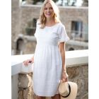 Cotton Broderie Maternity to Nursing Dress – White