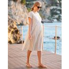Cotton & Linen Stripe Maternity & Nursing Dress