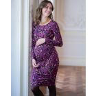 Purple Print Jersey Bodycon Maternity Dress