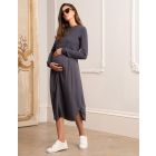 Slate Grey Maternity & Nursing Midi Dress