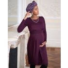 Maternity & Nursing Long Sleeve Dress - Burgundy