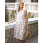 Mauve Gingham Cotton Maternity & Nursing Dress
