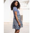 Blue Floral Print Maternity to breastfeeding Dress with Top