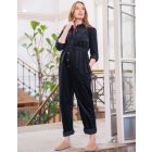 Cotton Corduroy Black Maternity Jumpsuit 