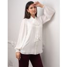 Tie Front White Maternity Blouse