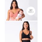 Bamboo Nursing Bras – Terracotta & Black Twin Pack