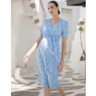 Blue Floral Maternity & Nursing Midi Dress