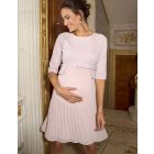Blush Pink Pleated Maternity & Nursing Dress
