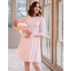 Blush Pink Pleated Maternity & Nursing Dress