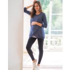 Blue Cotton Blend Maternity & Nursing Sweatshirt