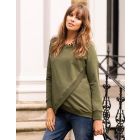 Green Cotton Blend Maternity & Nursing Sweatshirt